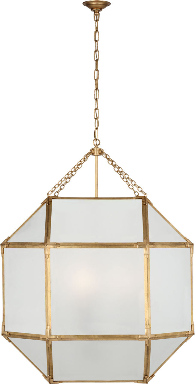 Morris Grande Lantern | Gilded Iron | Frosted Glass