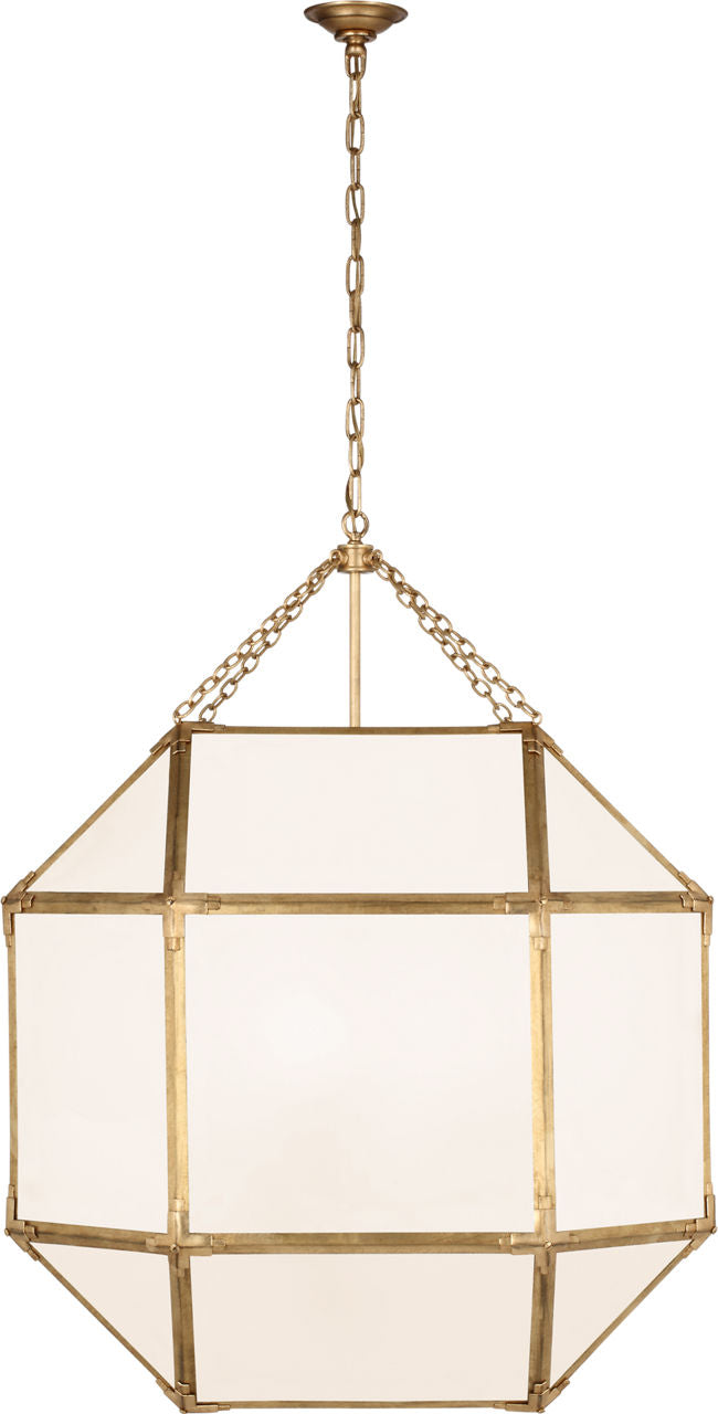 Morris Grande Lantern | Gilded Iron | White Glass