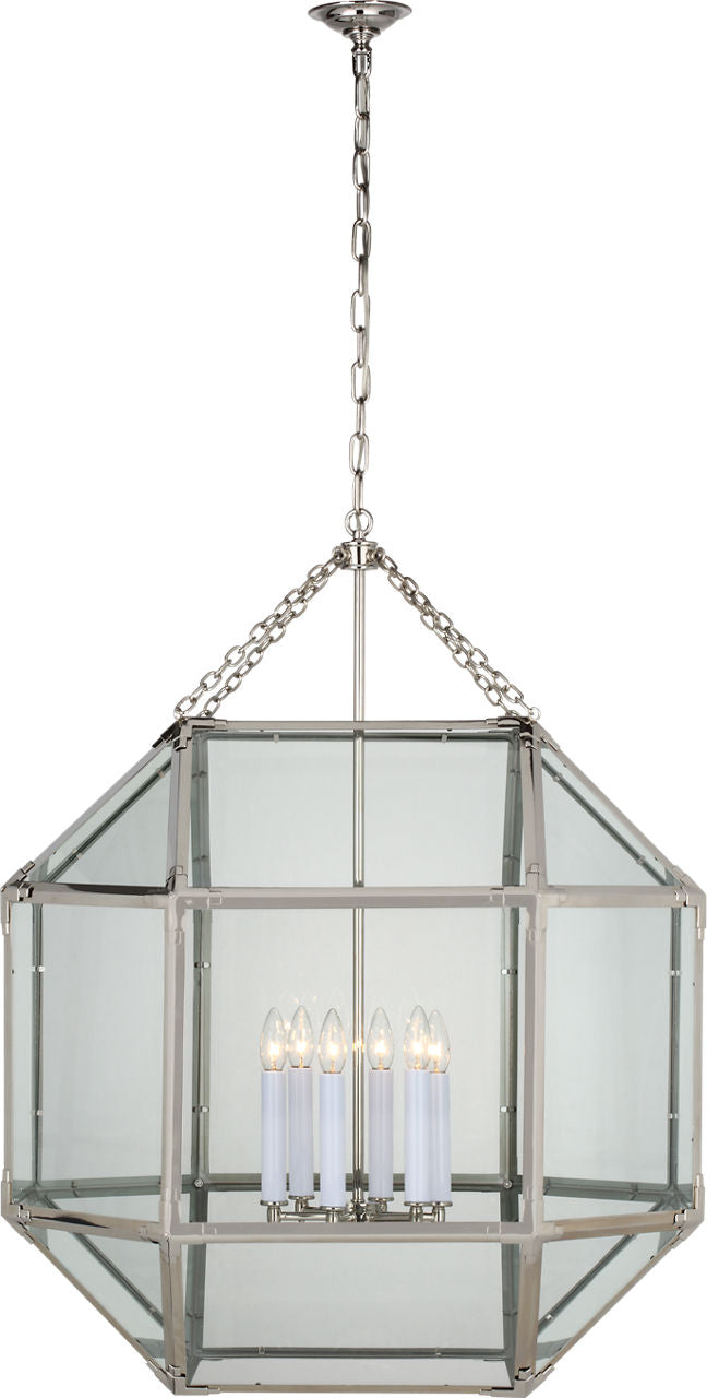 Morris Grande Lantern | Polished Nickel | Clear Glass