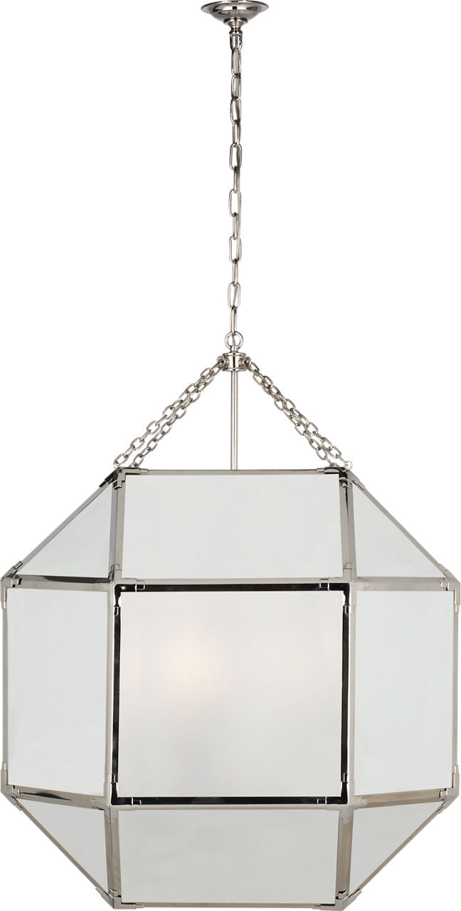 Morris Grande Lantern | Polished Nickel | Frosted Glass