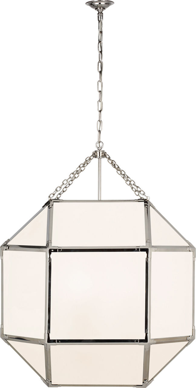 Morris Grande Lantern | Polished Nickel | White Glass