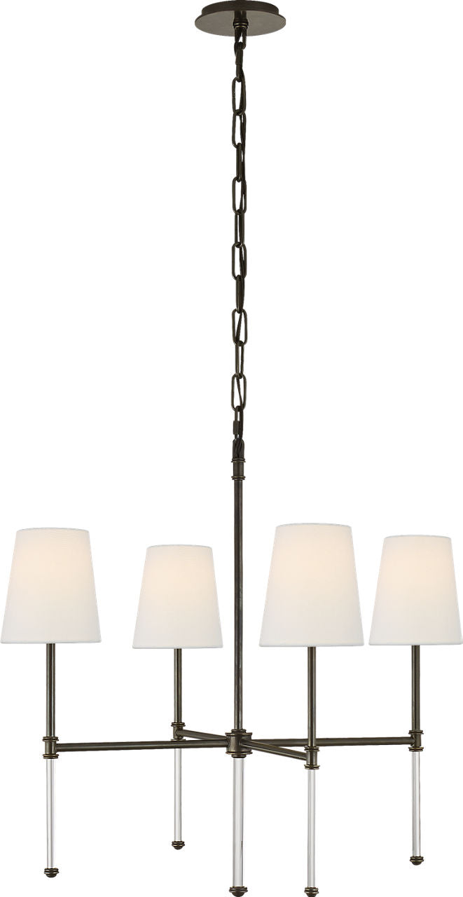 Camille Small Chandelier | Bronze | Linen Shades