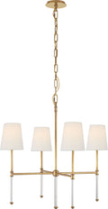 Camille Small Chandelier | Hand-Rubbed Antique Brass | Linen Shades