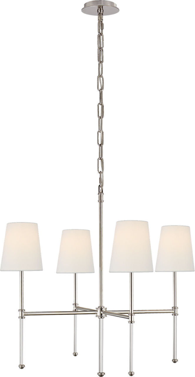 Camille Small Chandelier | Polished Nickel | Linen Shades