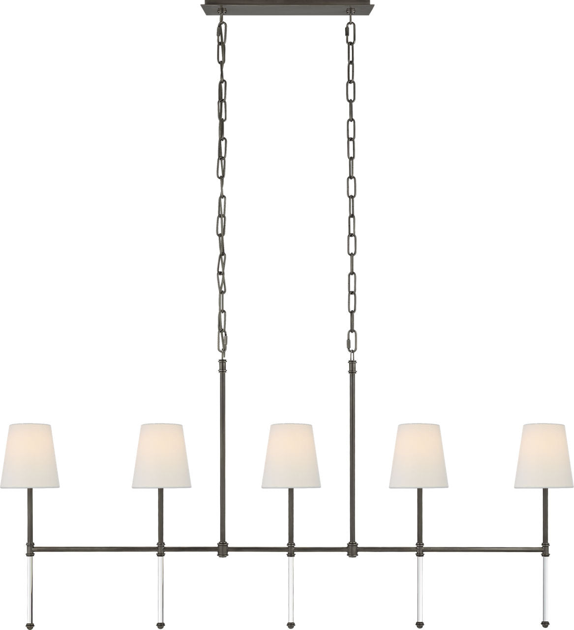 Camille Medium Linear Chandelier | Bronze | Linen Shades