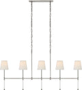 Camille Medium Linear Chandelier | Polished Nickel | Linen Shades