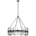 Solera 37" Barrel Chandelier | Bronze | Clear Wavy Glass