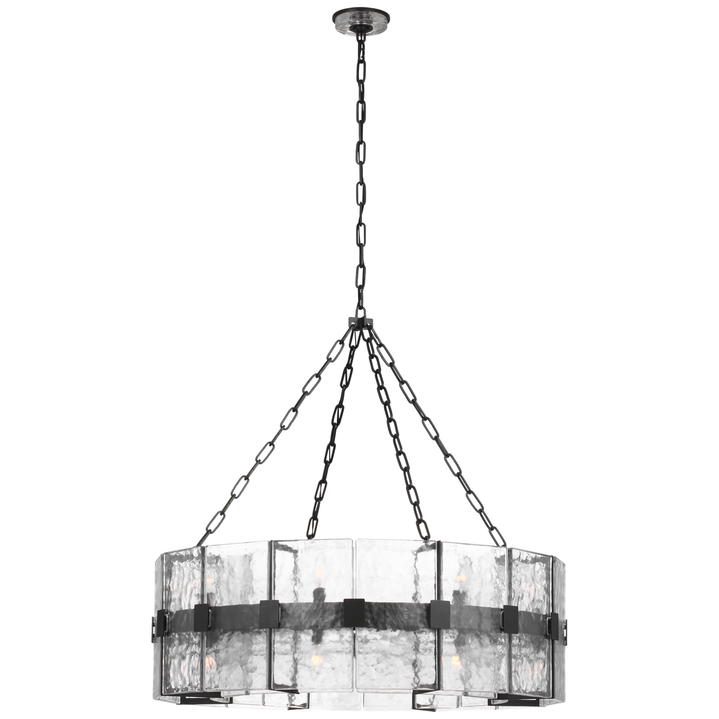 Solera 37" Barrel Chandelier | Bronze | Clear Wavy Glass