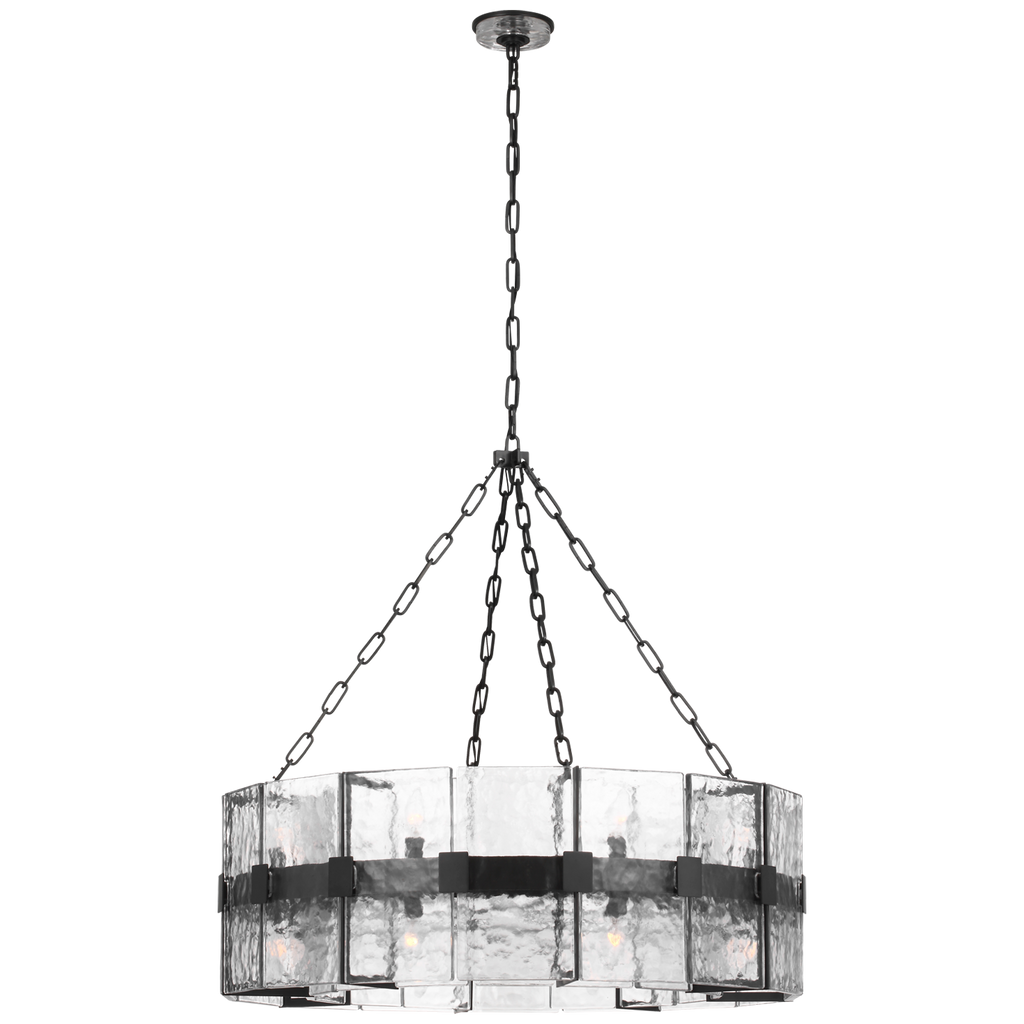 Solera 37" Barrel Chandelier | Bronze | Clear Wavy Glass