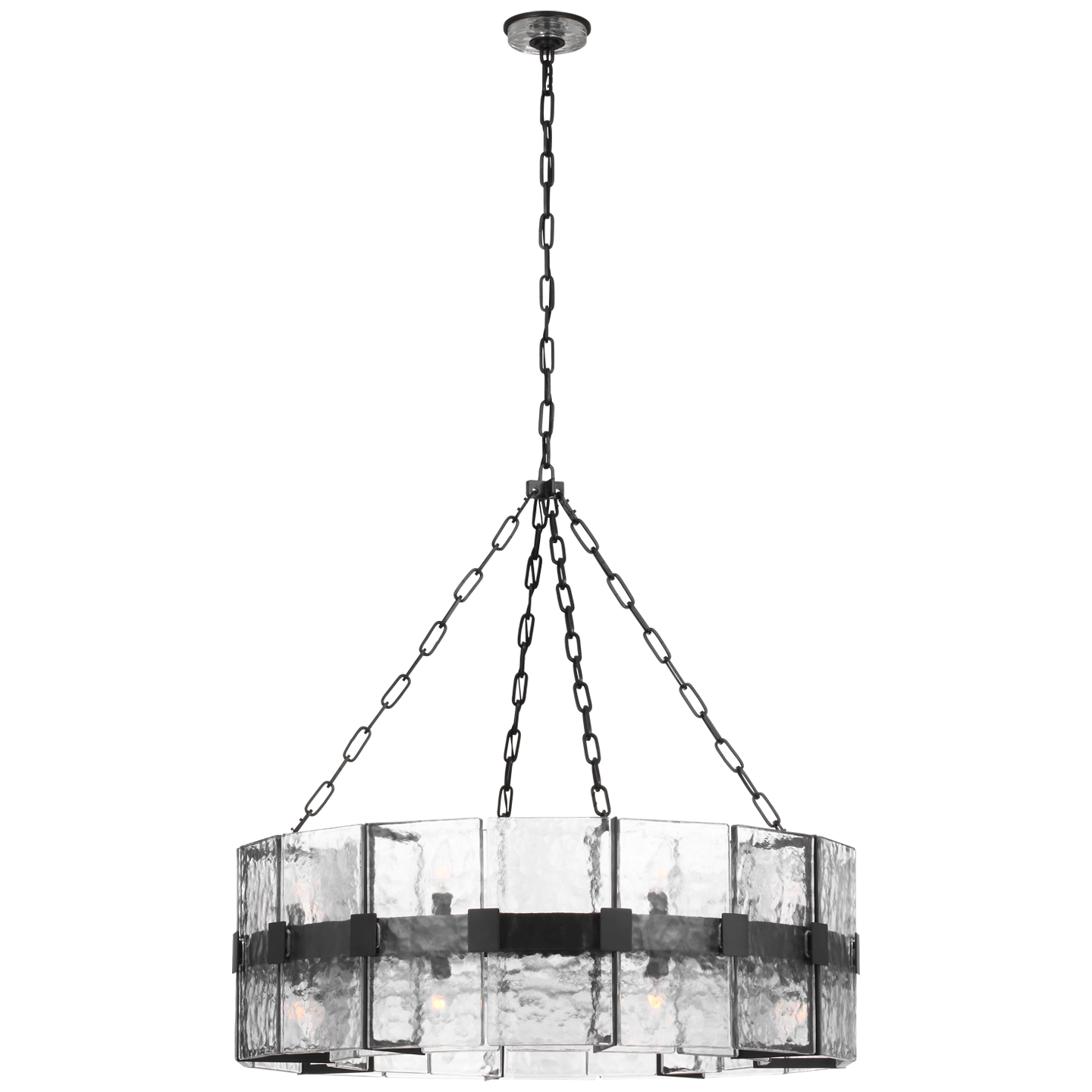 Solera 37" Barrel Chandelier | Bronze | Clear Wavy Glass