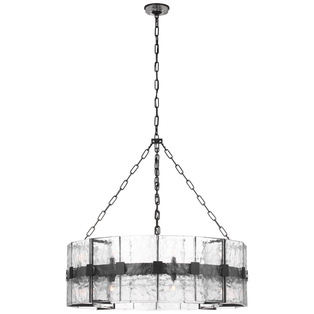Solera 37" Barrel Chandelier | Bronze | Clear Wavy Glass