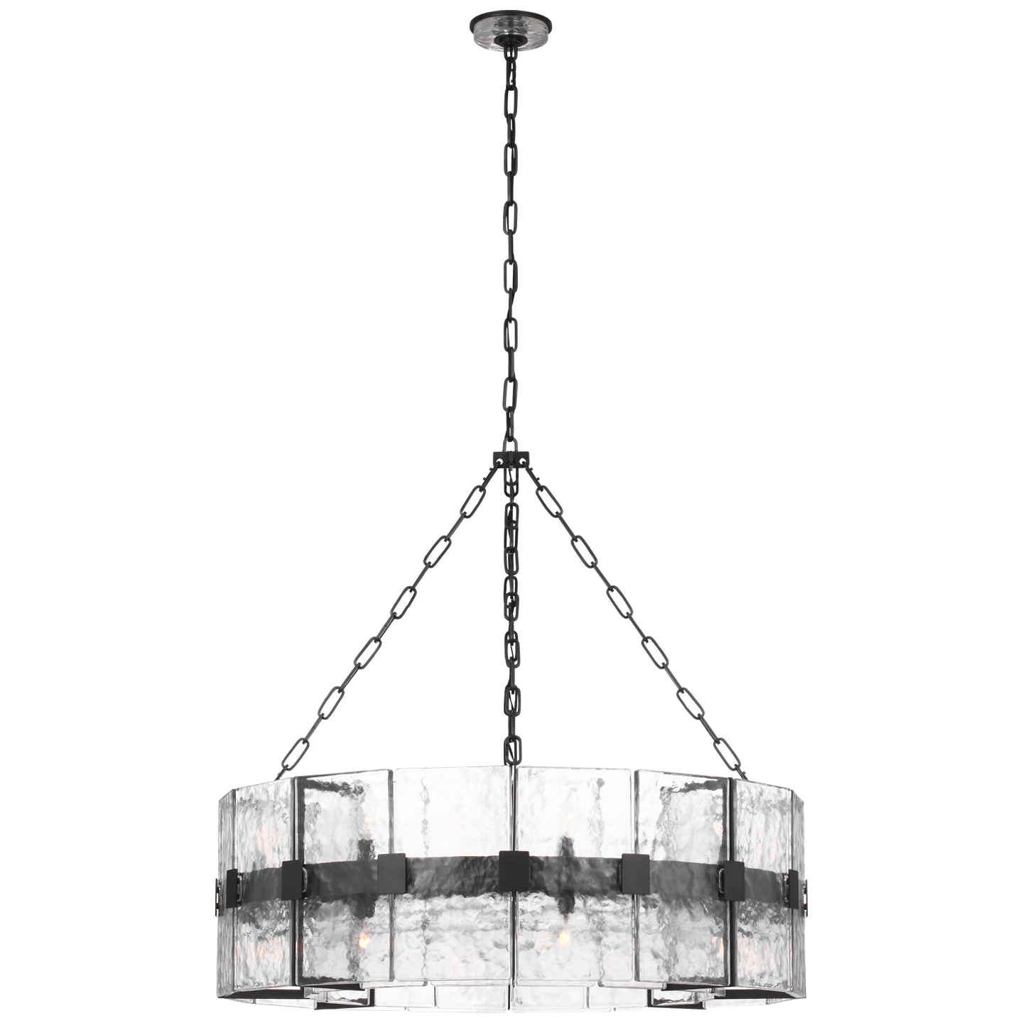 Solera 37" Barrel Chandelier | Bronze | Clear Wavy Glass