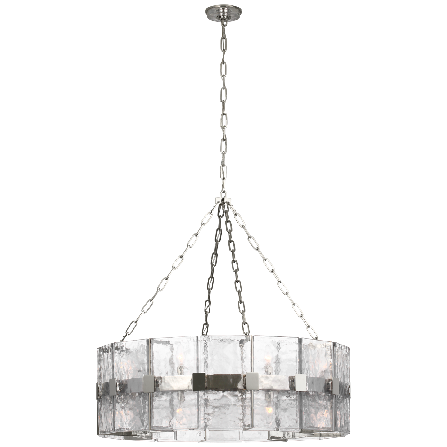 Solera 37" Barrel Chandelier | Polished Nickel | Clear Wavy Glass