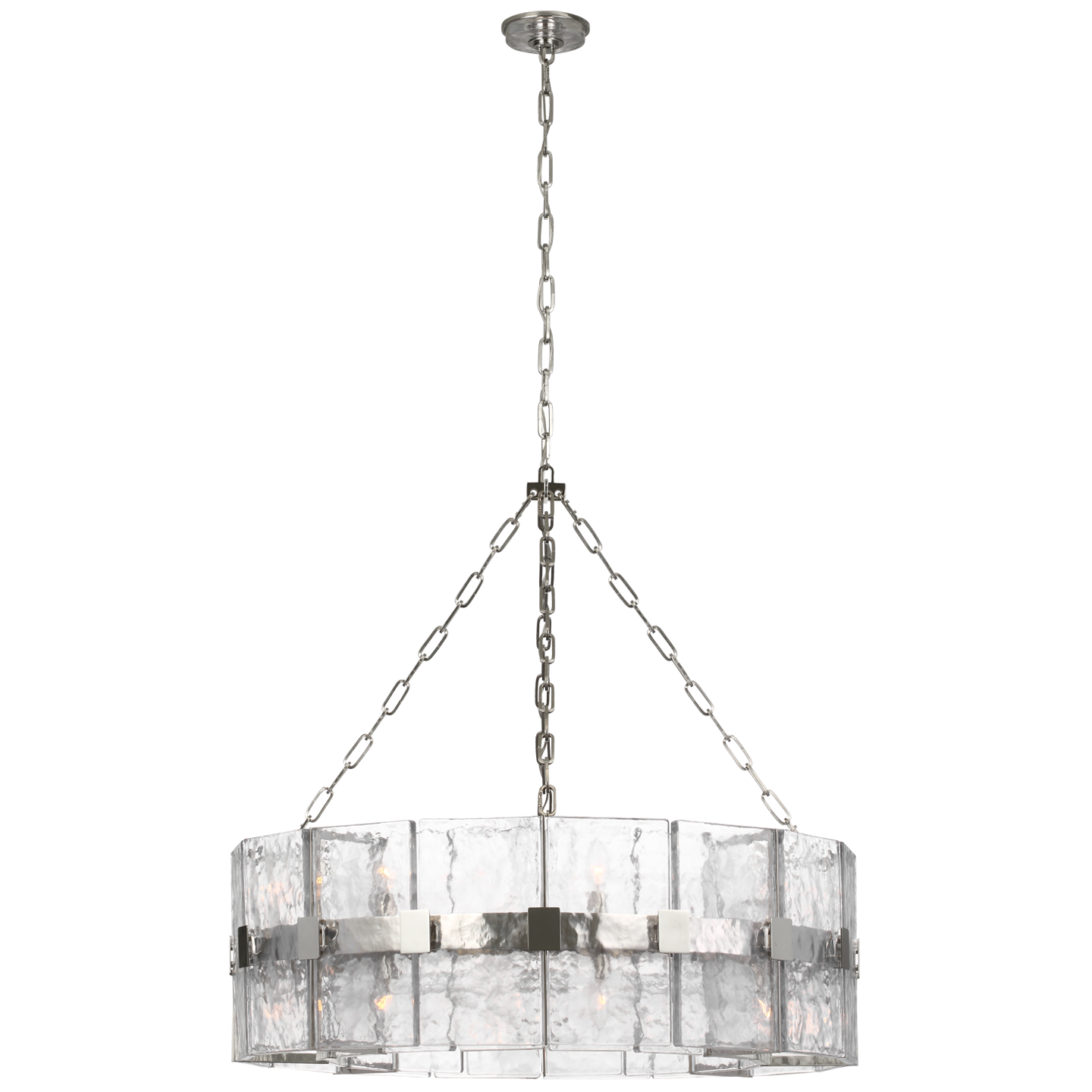 Solera 37" Barrel Chandelier | Polished Nickel | Clear Wavy Glass