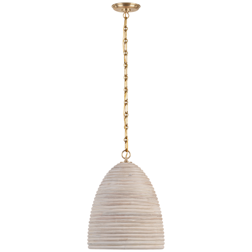 Emerson 14" Pendant | Hand-Rubbed Antique Brass | Ash Rattan Shade