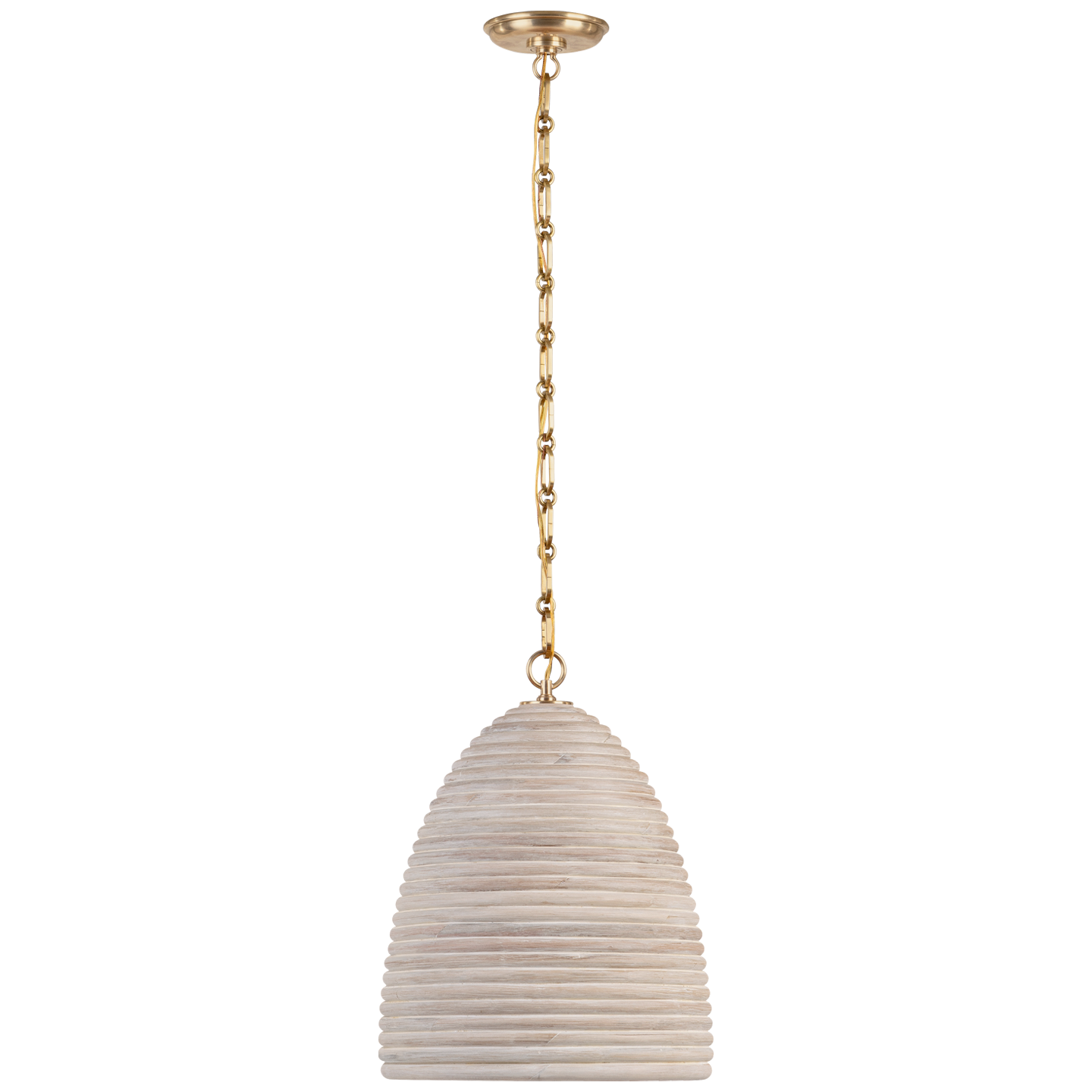 Emerson 14" Pendant | Hand-Rubbed Antique Brass | Ash Rattan Shade