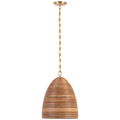 Emerson 14" Pendant | Hand-Rubbed Antique Brass | Natural Rattan Shade