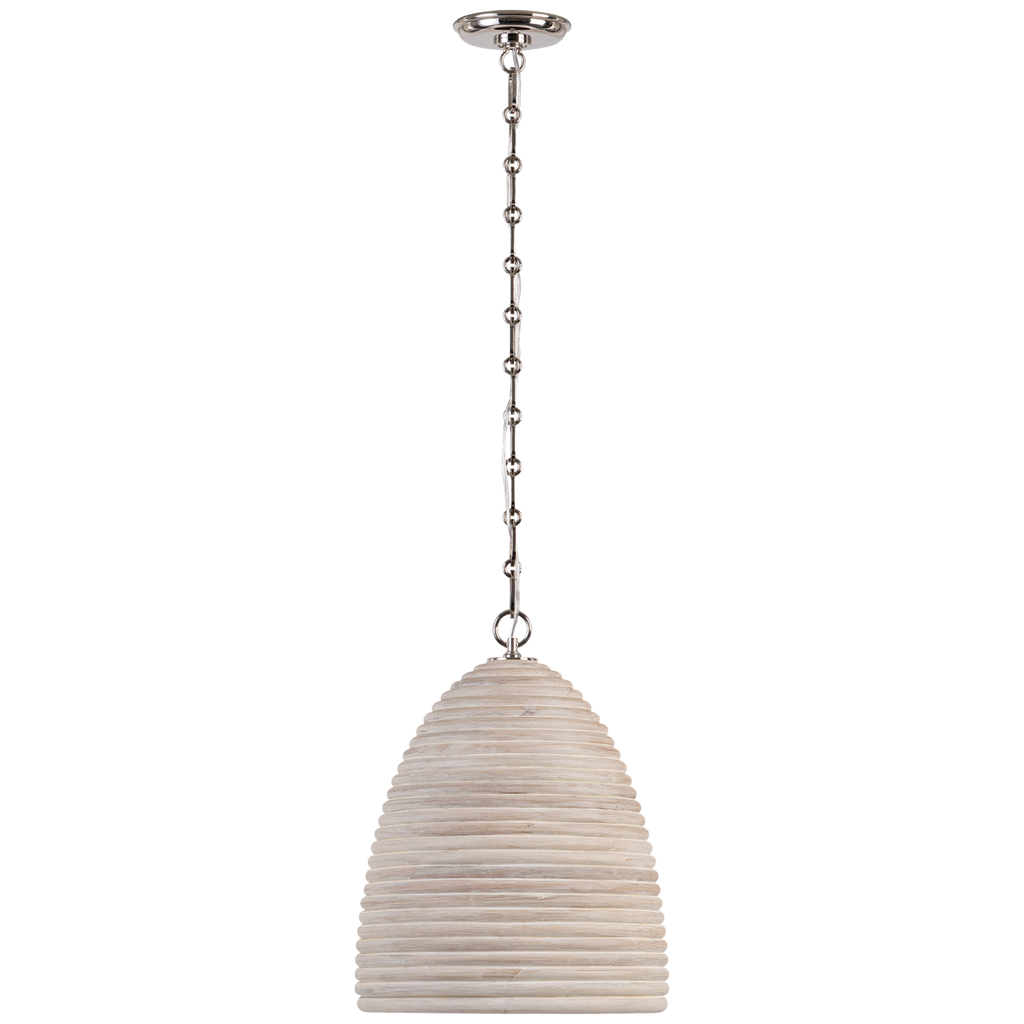 Emerson 14" Pendant | Polished Nickel | Ash Rattan Shade