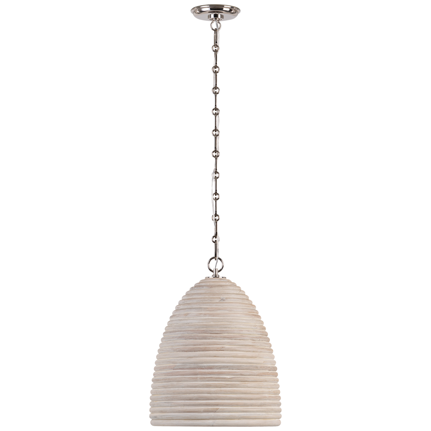 Emerson 14" Pendant | Polished Nickel | Ash Rattan Shade