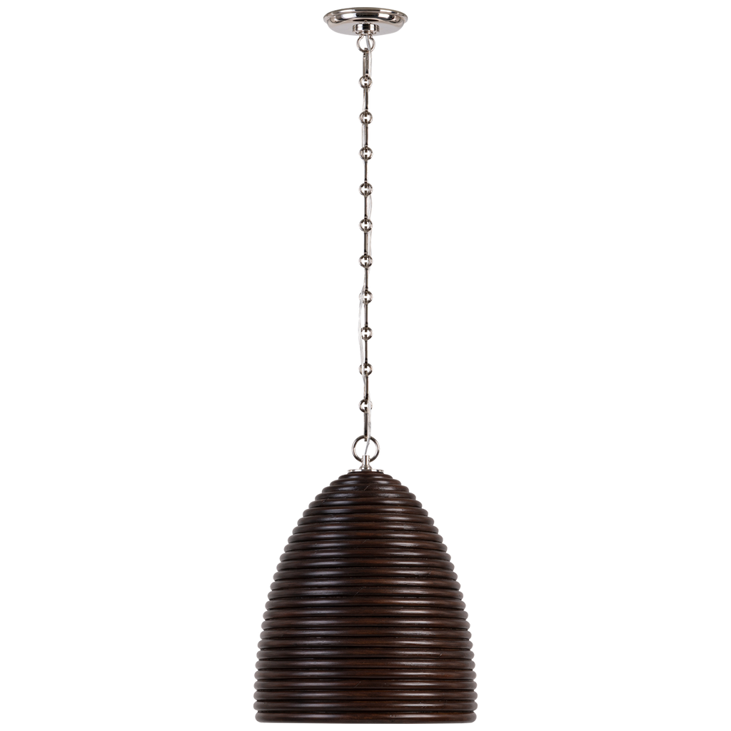 Emerson 14" Pendant | Polished Nickel | Espresso Rattan Shade