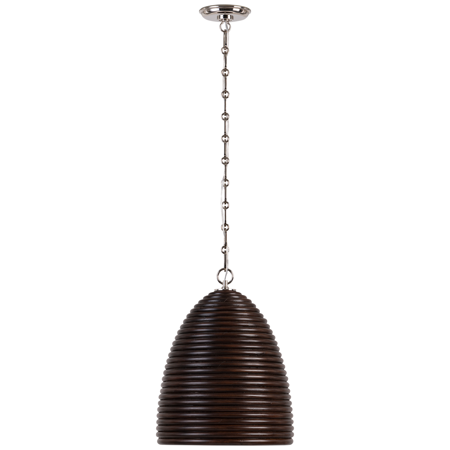 Emerson 14" Pendant | Polished Nickel | Espresso Rattan Shade