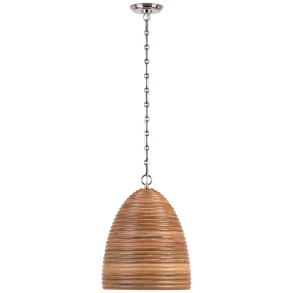 Emerson 14" Pendant | Polished Nickel | Natural Rattan Shade