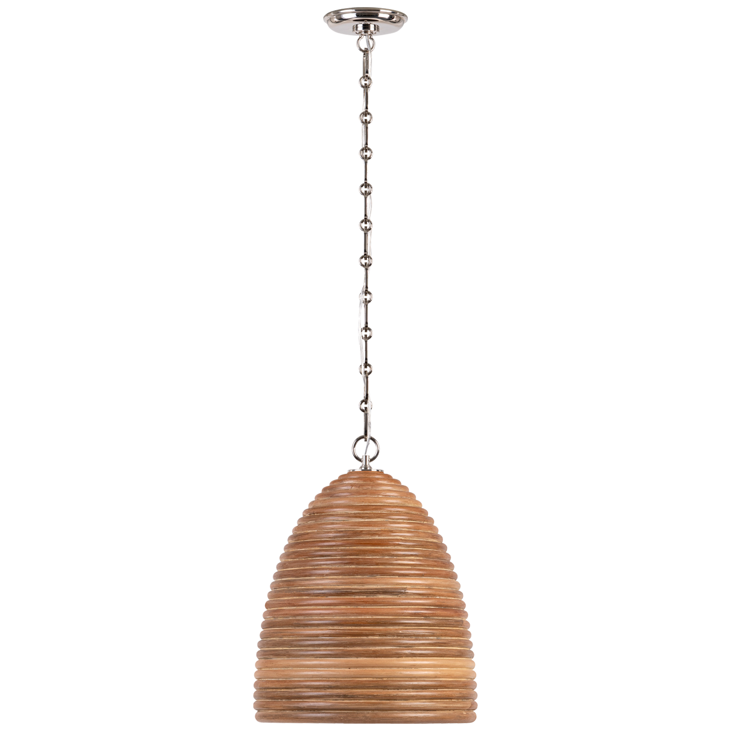 Emerson 14" Pendant | Polished Nickel | Natural Rattan Shade