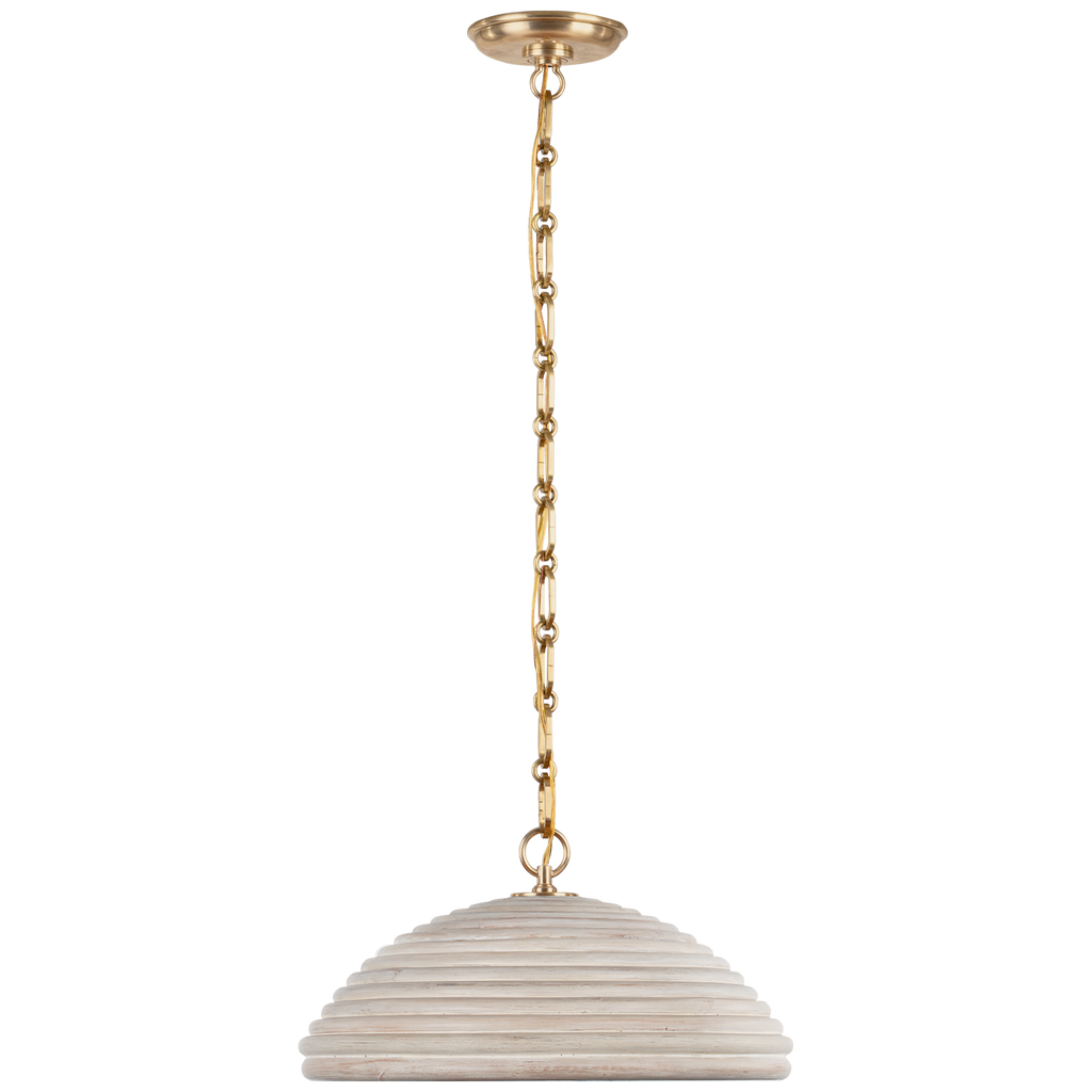 Emerson 16" Pendant | Hand-Rubbed Antique Brass | Ash Rattan Shade