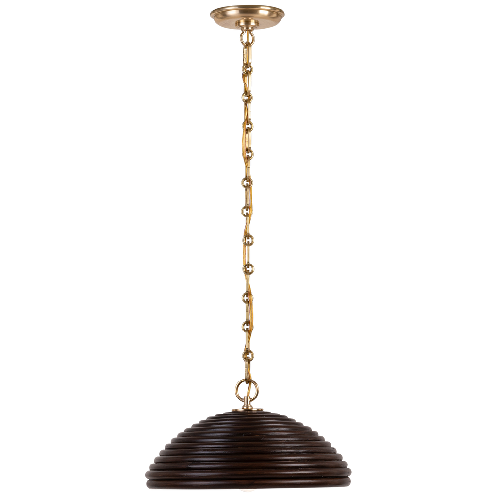 Emerson 16" Pendant | Hand-Rubbed Antique Brass | Espresso Rattan Shade
