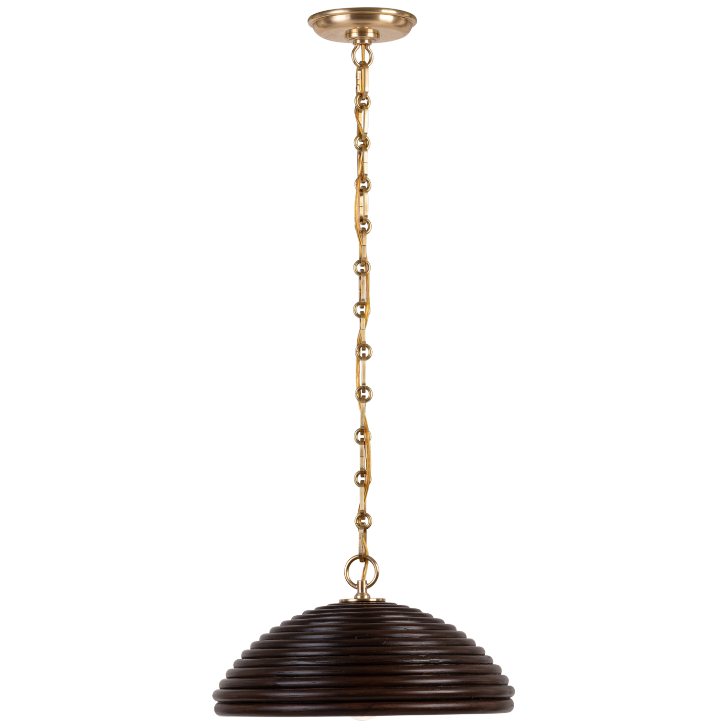Emerson 16" Pendant | Hand-Rubbed Antique Brass | Espresso Rattan Shade