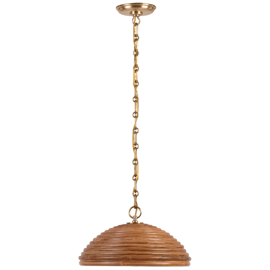 Emerson 16" Pendant | Hand-Rubbed Antique Brass | Natural Rattan Shade