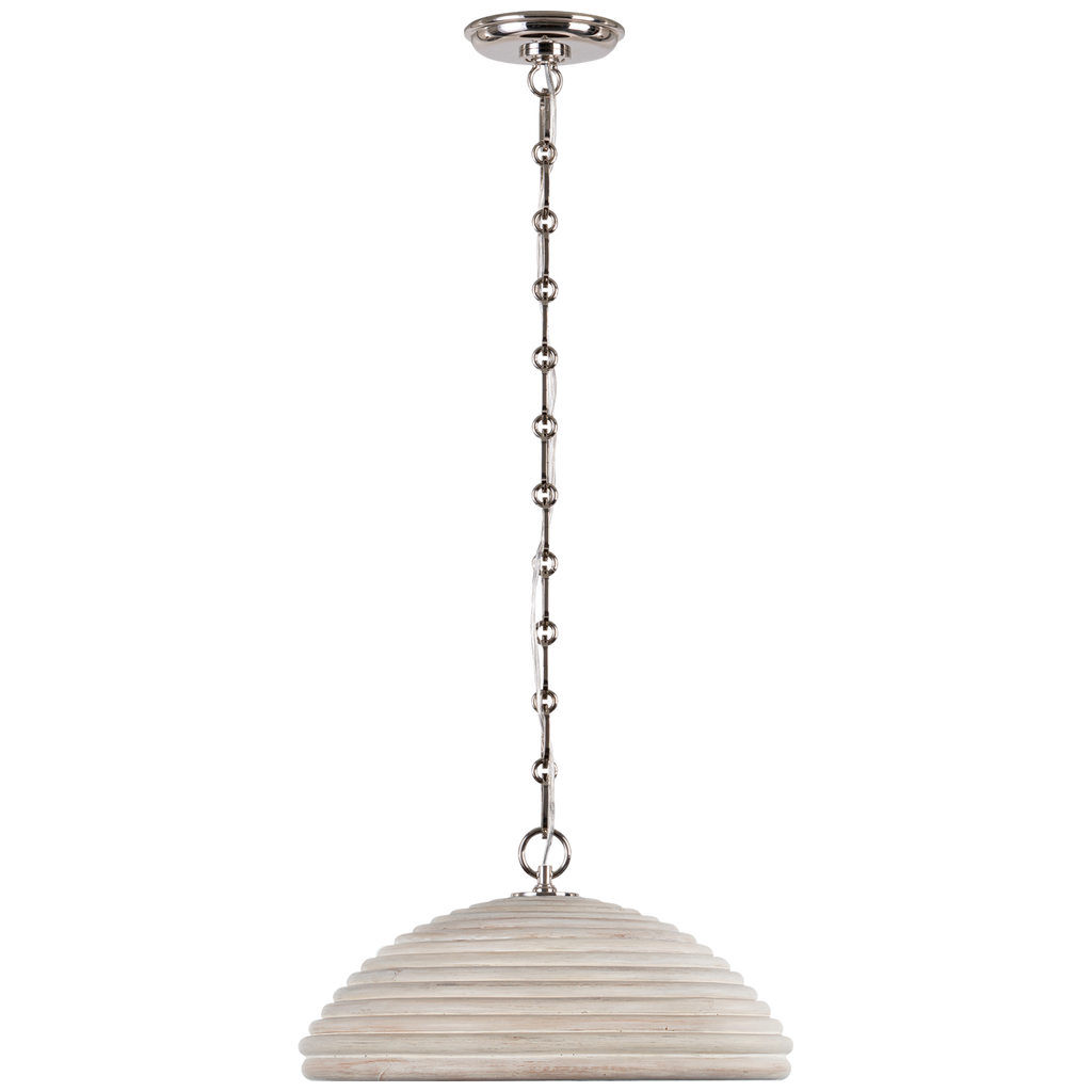Emerson 16" Pendant | Polished Nickel | Ash Rattan Shade