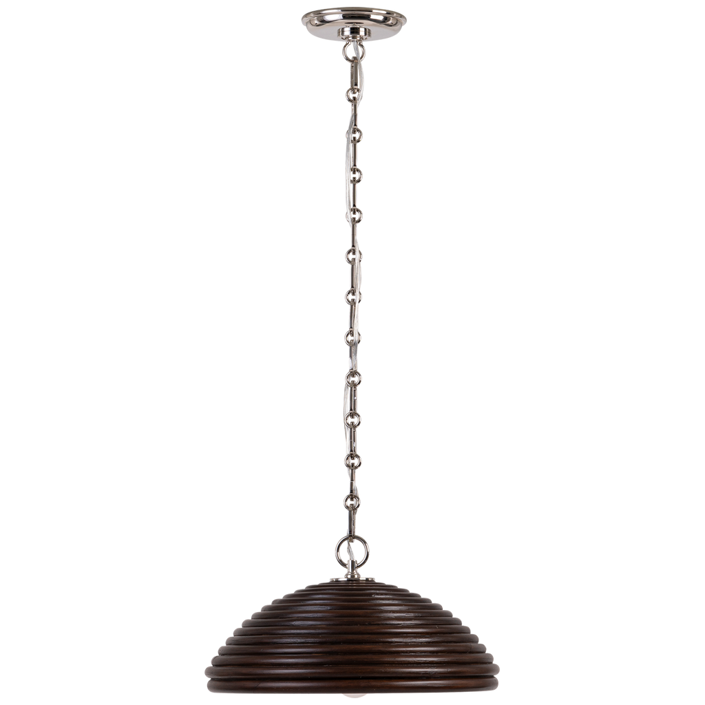 Emerson 16" Pendant | Polished Nickel | Espresso Rattan Shade