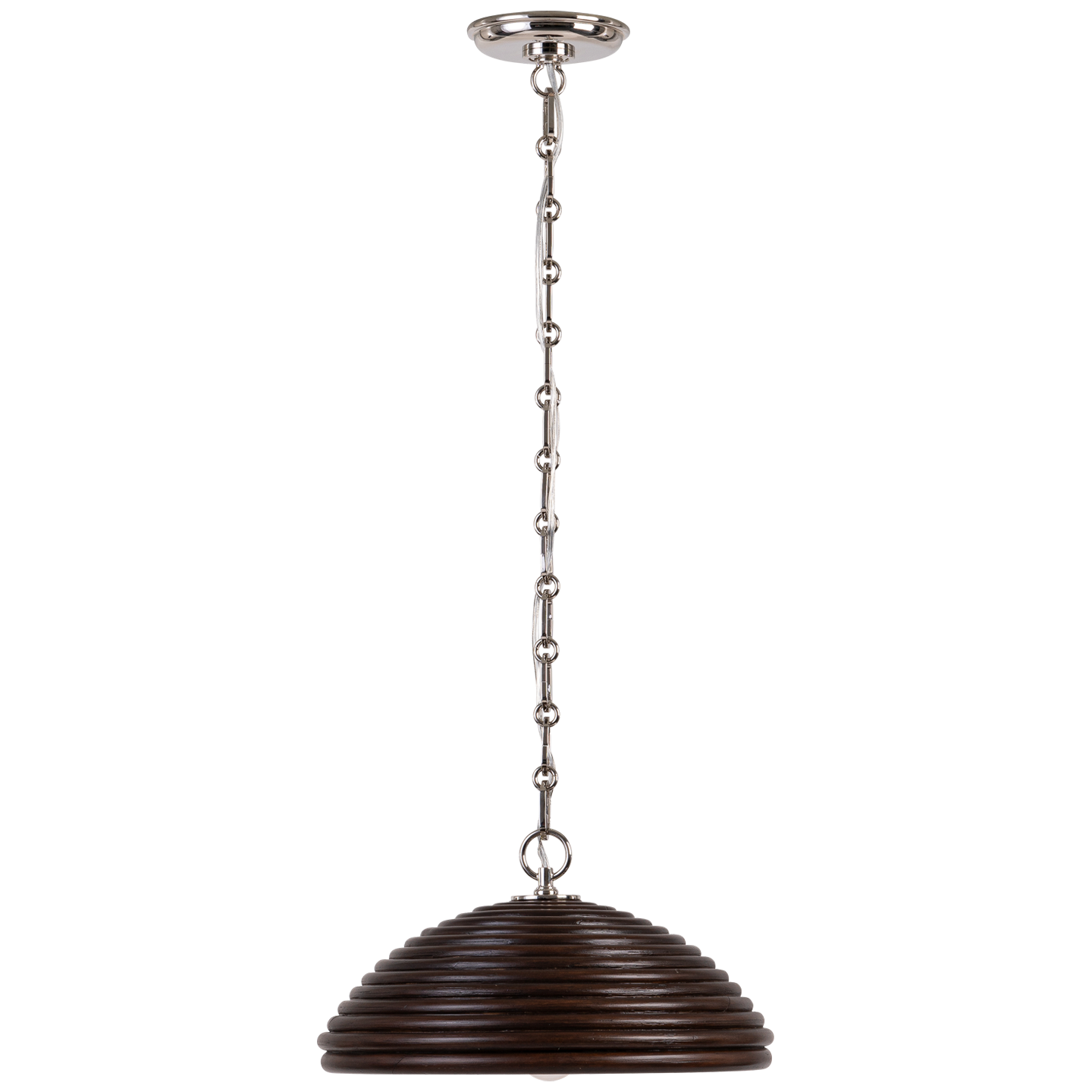 Emerson 16" Pendant | Polished Nickel | Espresso Rattan Shade