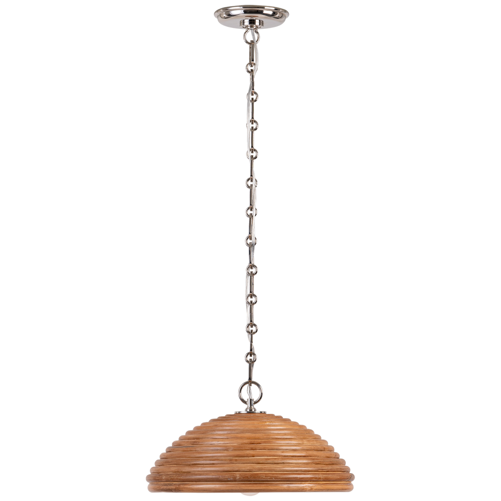 Emerson 16" Pendant | Polished Nickel | Natural Rattan Shade