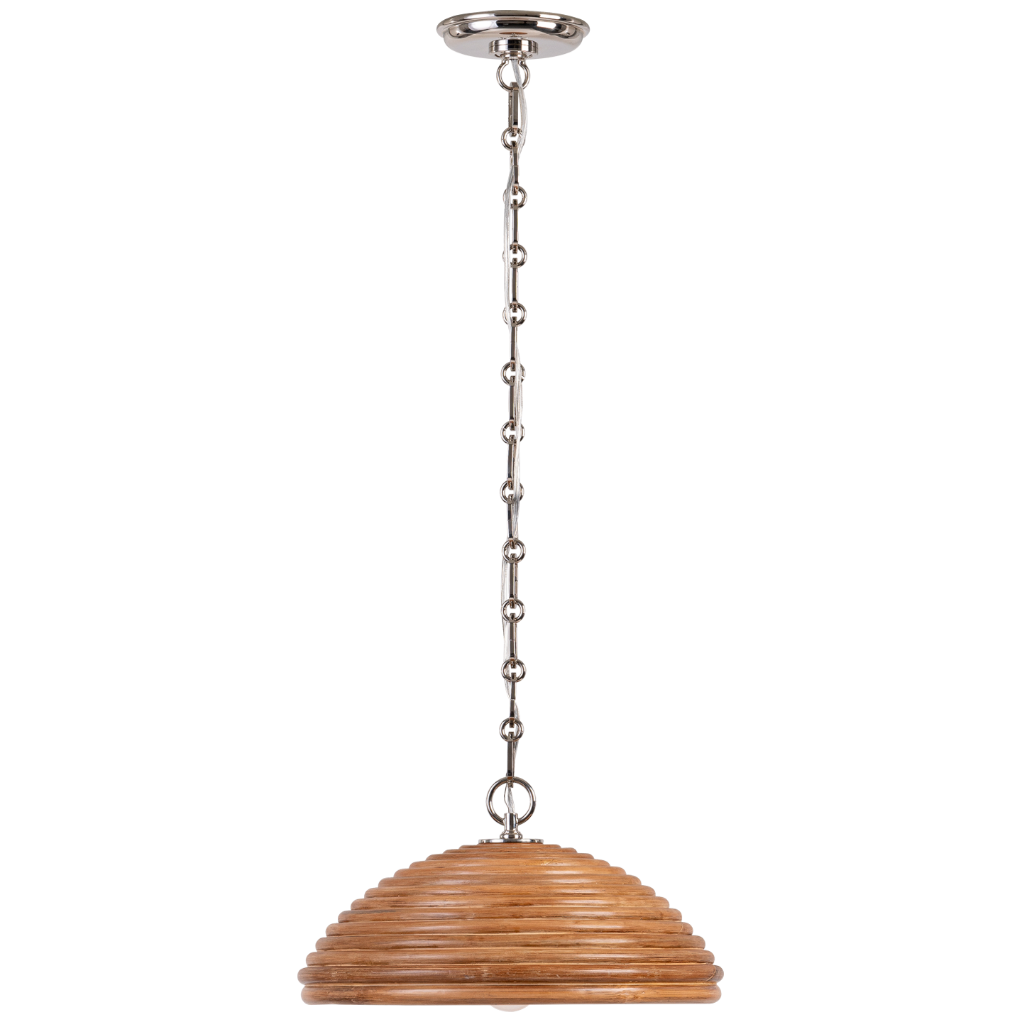 Emerson 16" Pendant | Polished Nickel | Natural Rattan Shade