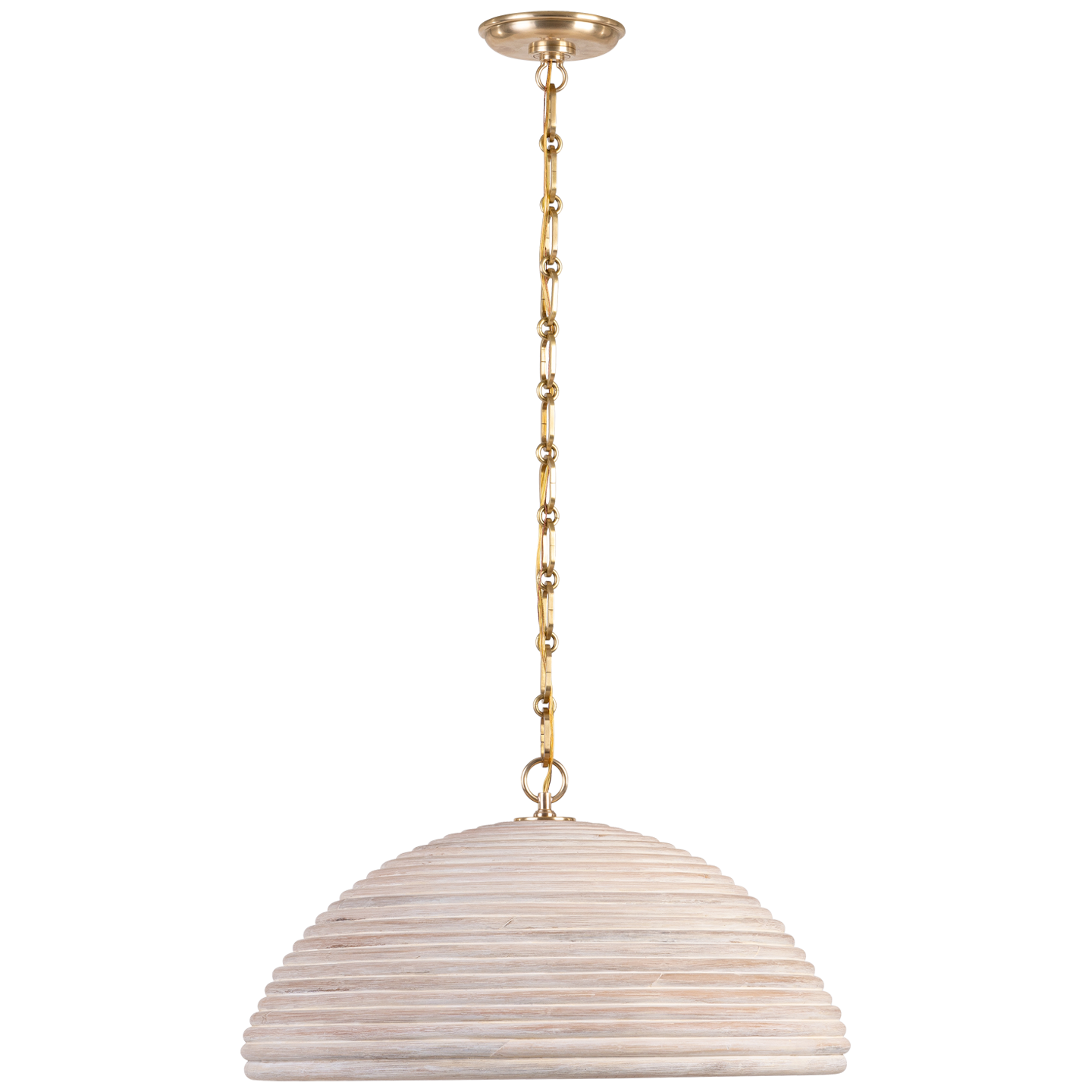 Emerson 23" Pendant | Hand-Rubbed Antique Brass | Ash Rattan Shade