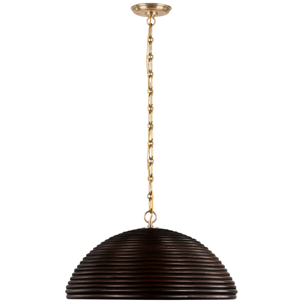 Emerson 23" Pendant | Hand-Rubbed Antique Brass | Espresso Rattan Shade