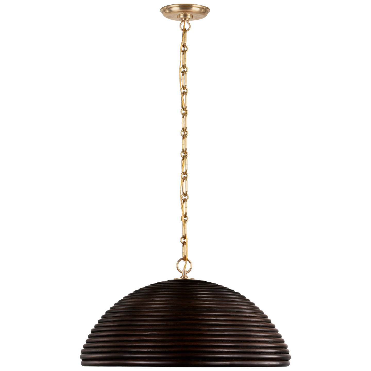 Emerson 23" Pendant | Hand-Rubbed Antique Brass | Espresso Rattan Shade