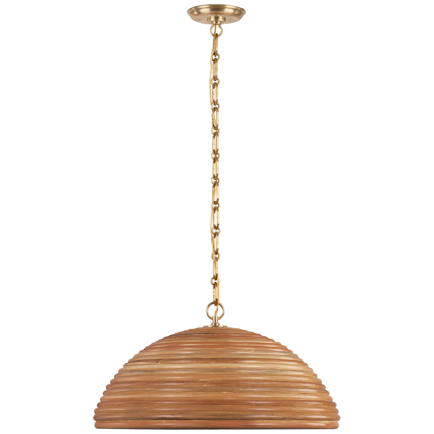 Emerson 23" Pendant | Hand-Rubbed Antique Brass | Natural Rattan Shade