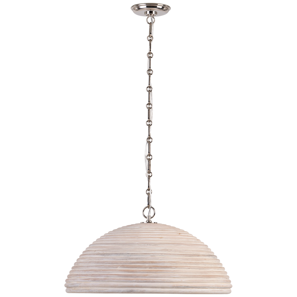 Emerson 23" Pendant | Polished Nickel | Ash Rattan Shade