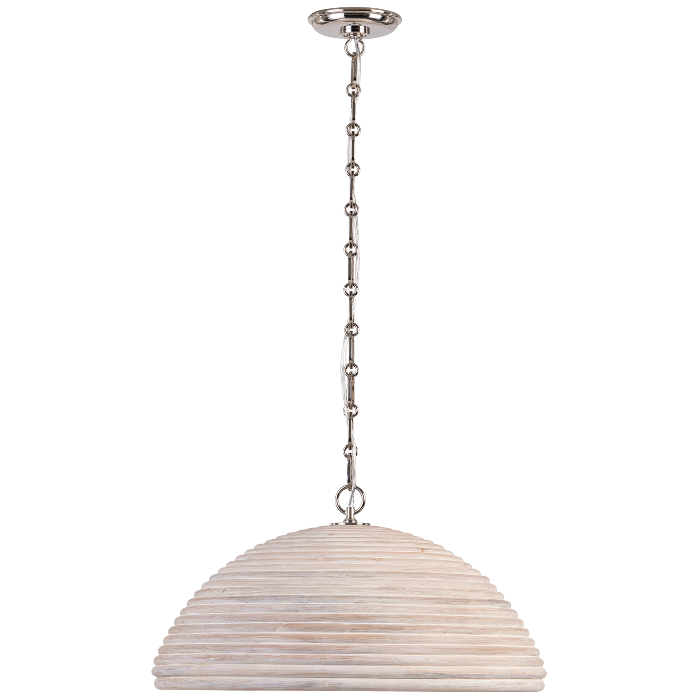 Emerson 23" Pendant | Polished Nickel | Ash Rattan Shade