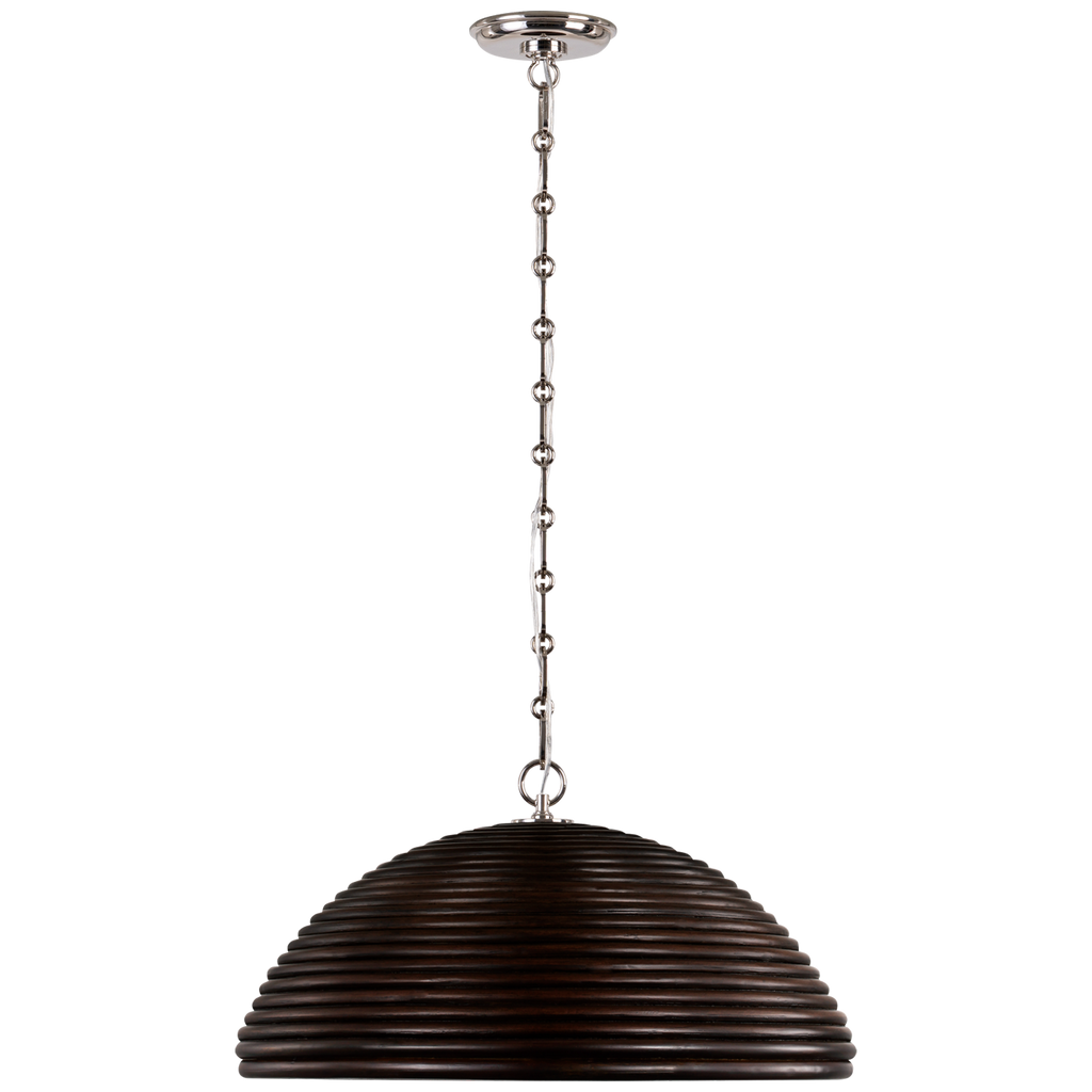 Emerson 23" Pendant | Polished Nickel | Espresso Rattan Shade