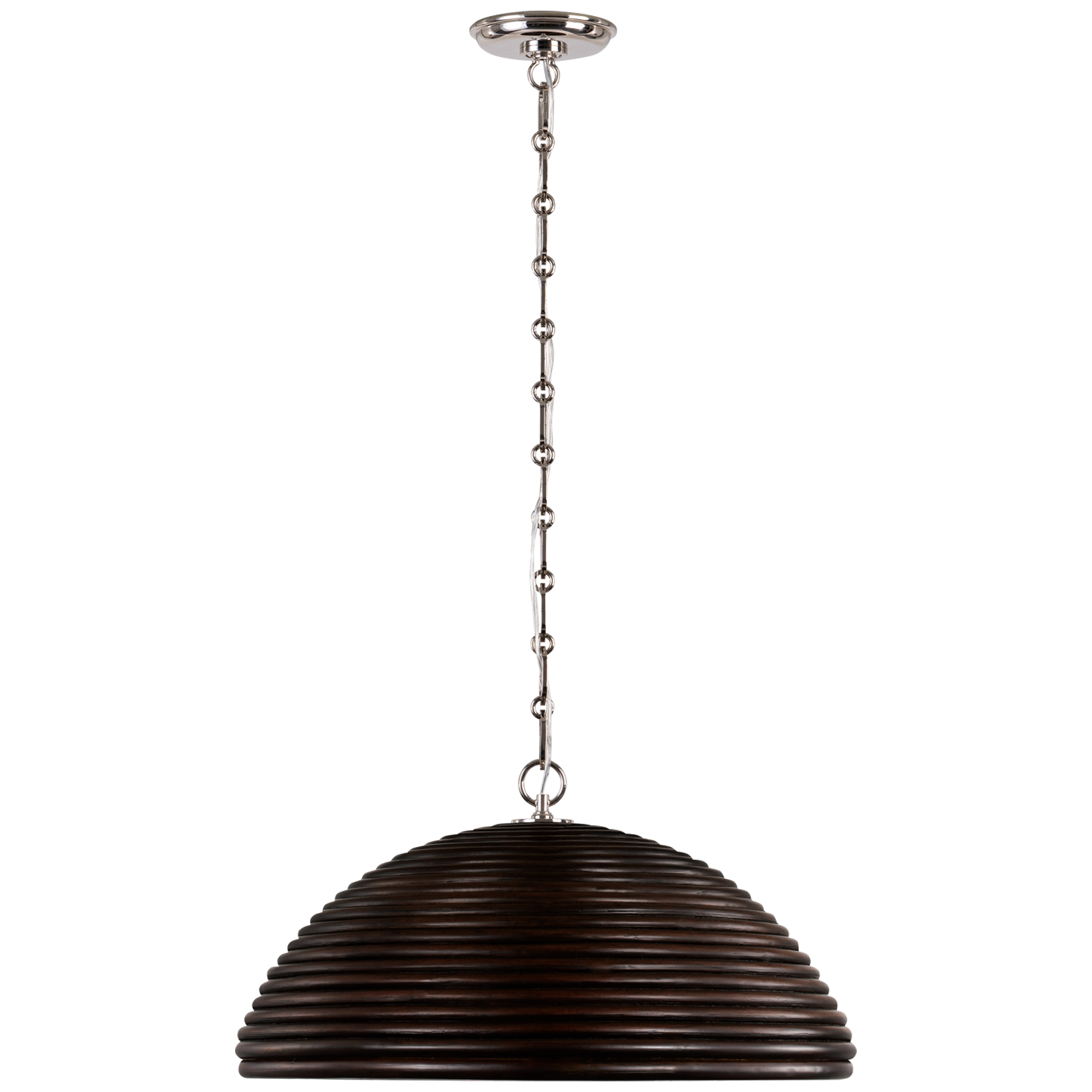 Emerson 23" Pendant | Polished Nickel | Espresso Rattan Shade