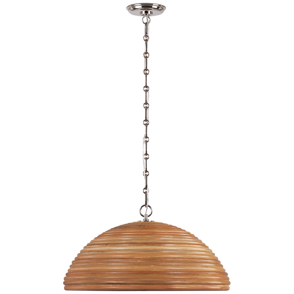 Emerson 23" Pendant | Polished Nickel | Natural Rattan Shade