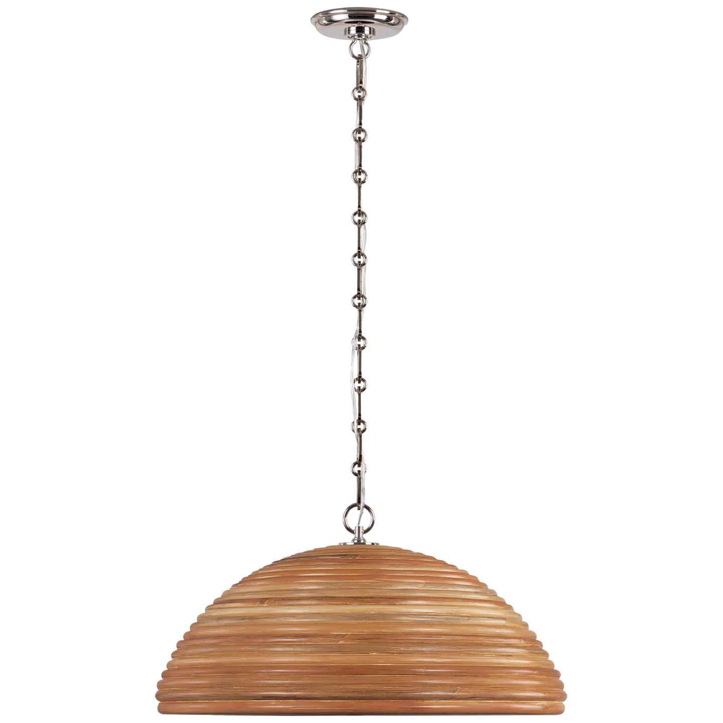 Emerson 23" Pendant | Polished Nickel | Natural Rattan Shade