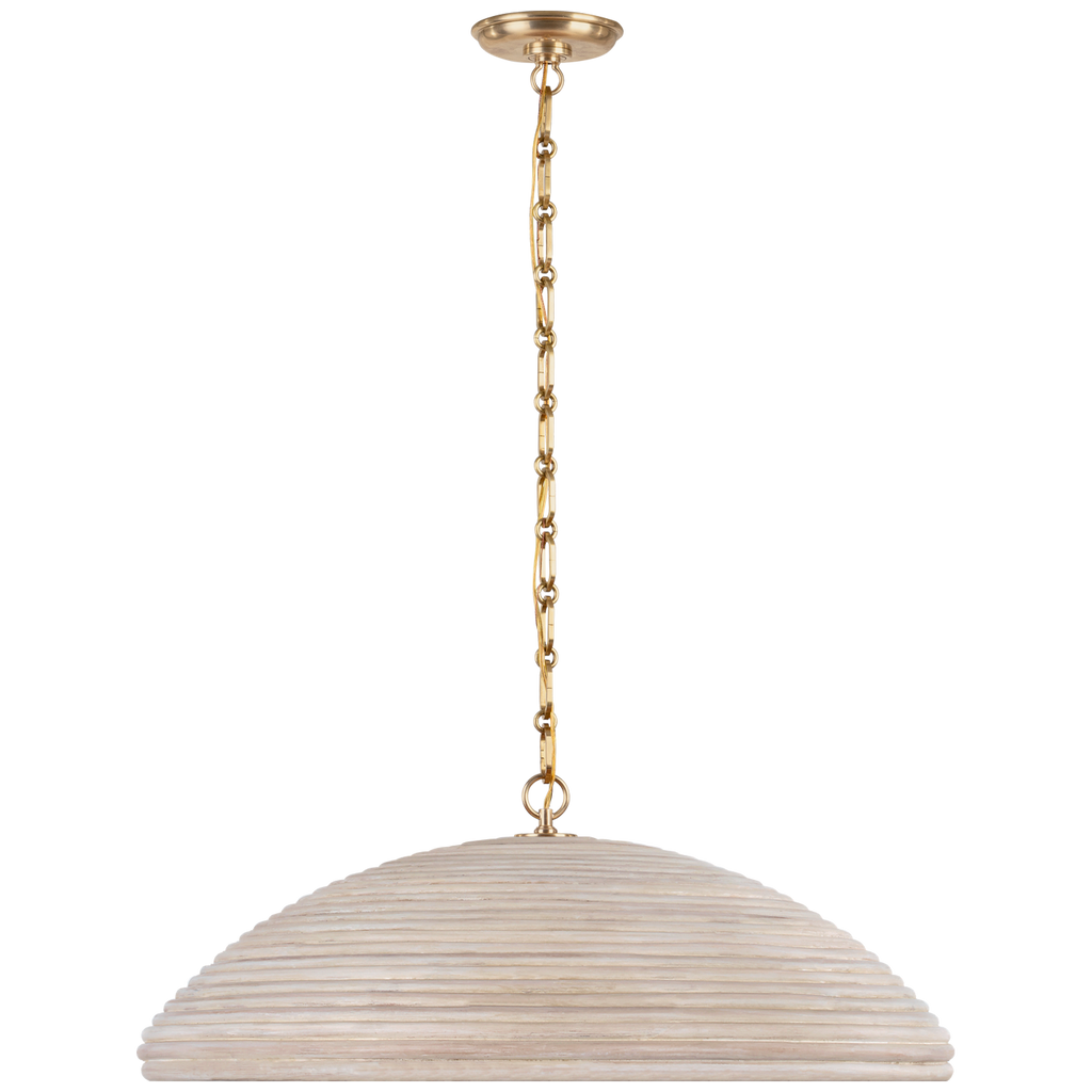 Emerson 29" Pendant | Hand-Rubbed Antique Brass | Ash Rattan Shade