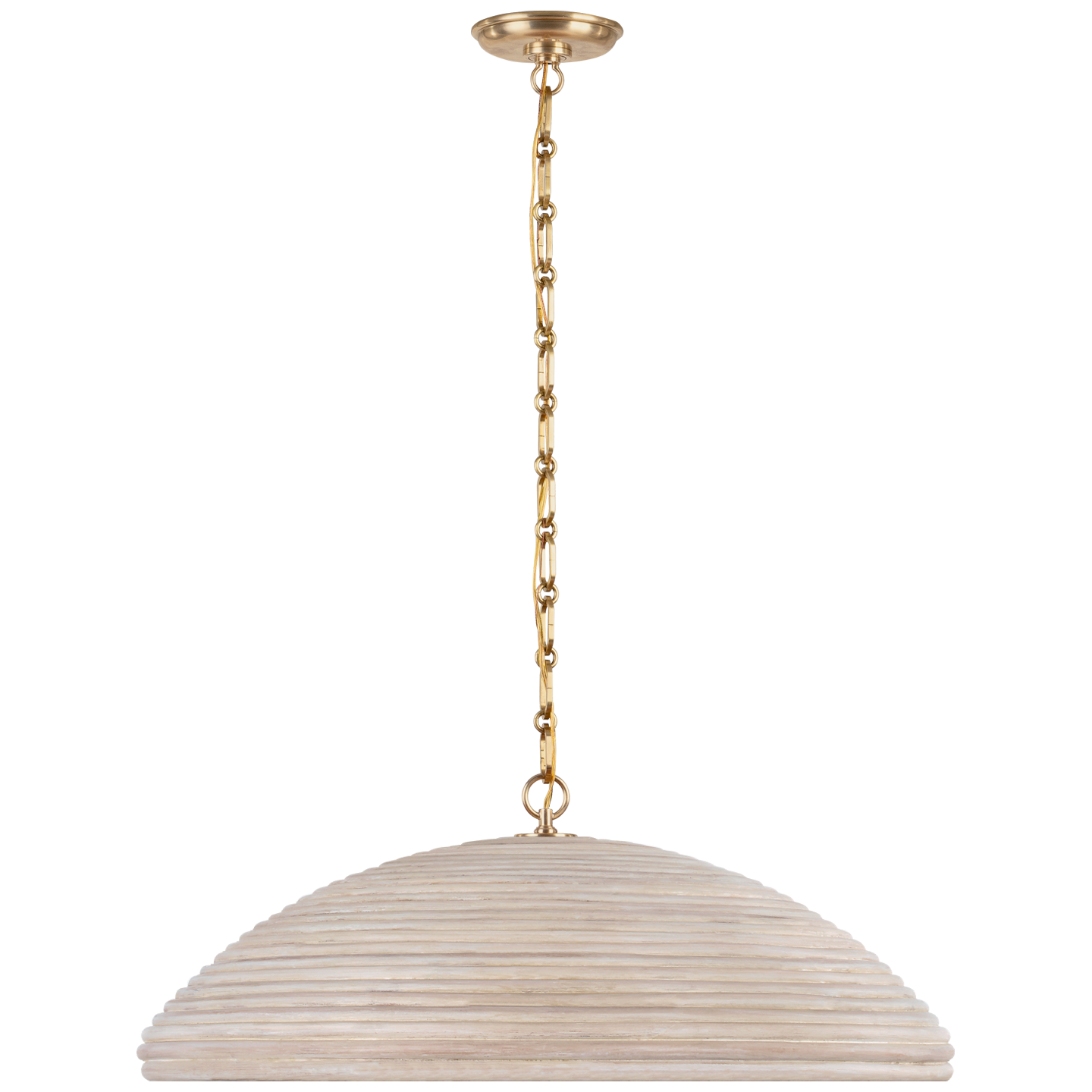Emerson 29" Pendant | Hand-Rubbed Antique Brass | Ash Rattan Shade