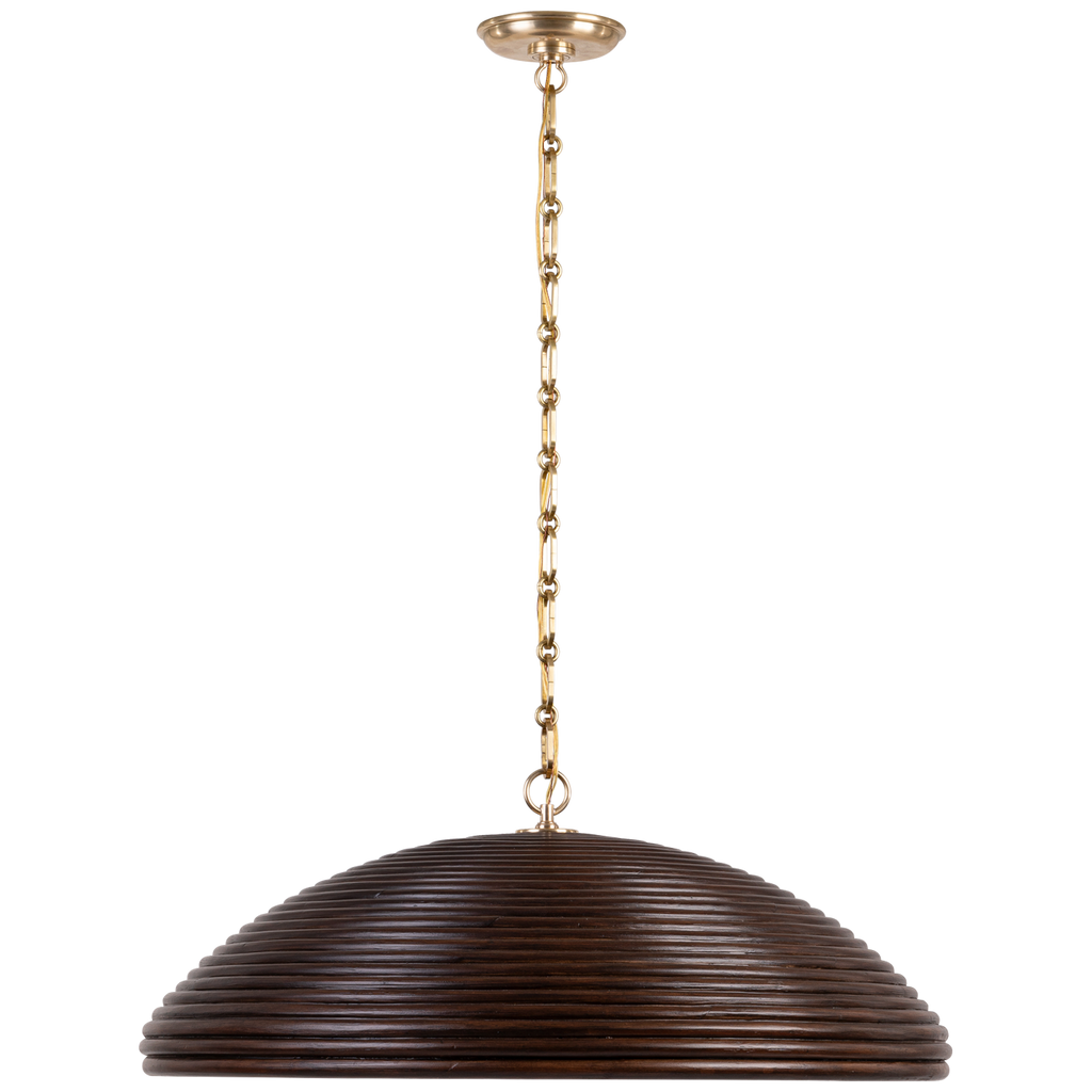 Emerson 29" Pendant | Hand-Rubbed Antique Brass | Espresso Rattan Shade