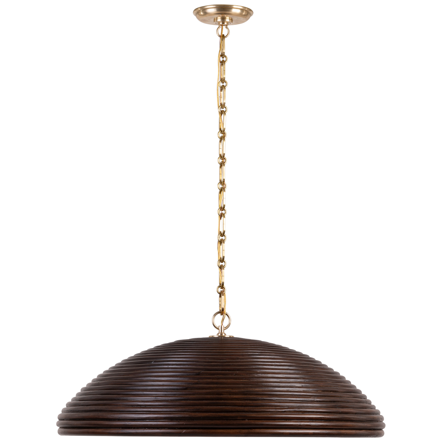 Emerson 29" Pendant | Hand-Rubbed Antique Brass | Espresso Rattan Shade